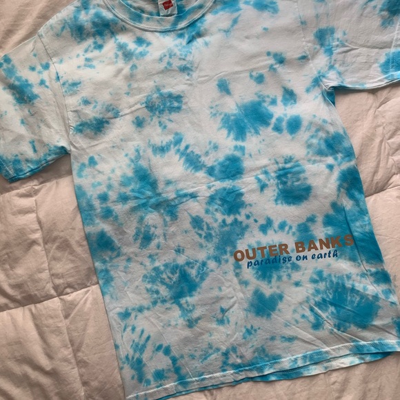 Blue tie-dye T-shirt with matching necklace - Picture 3 of 6